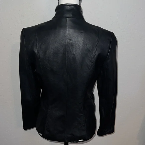 JLC New York black leather zip up jacket! - Picture 2 of 5
